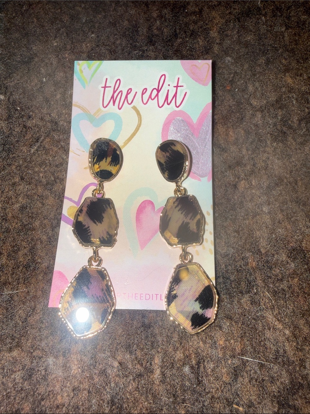 Leopard Print Drop Earrings in Brown and Black